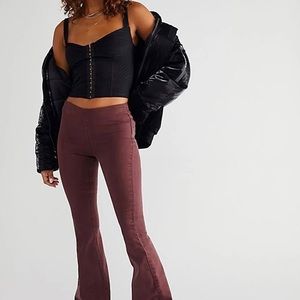 Free People Brown Pull On Flare Pants size 14
